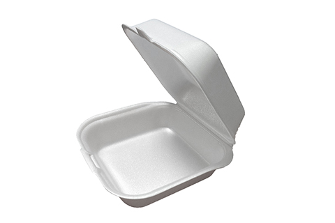 white non-vented hinged foam takeout disposable container