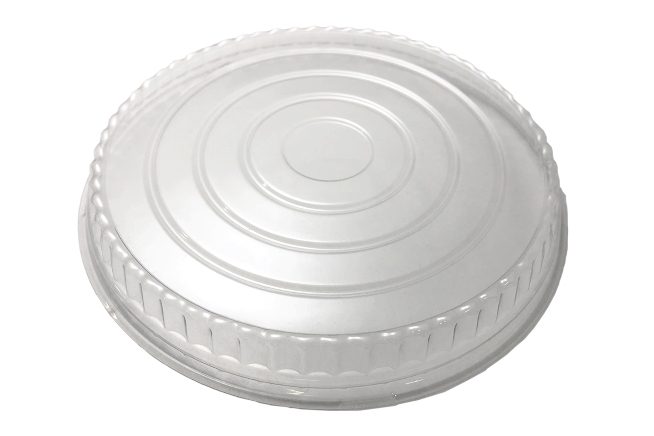 Line art illustration of clear transparent plastic non-vented lid for Ecopax 48 oz Athena paper bowl