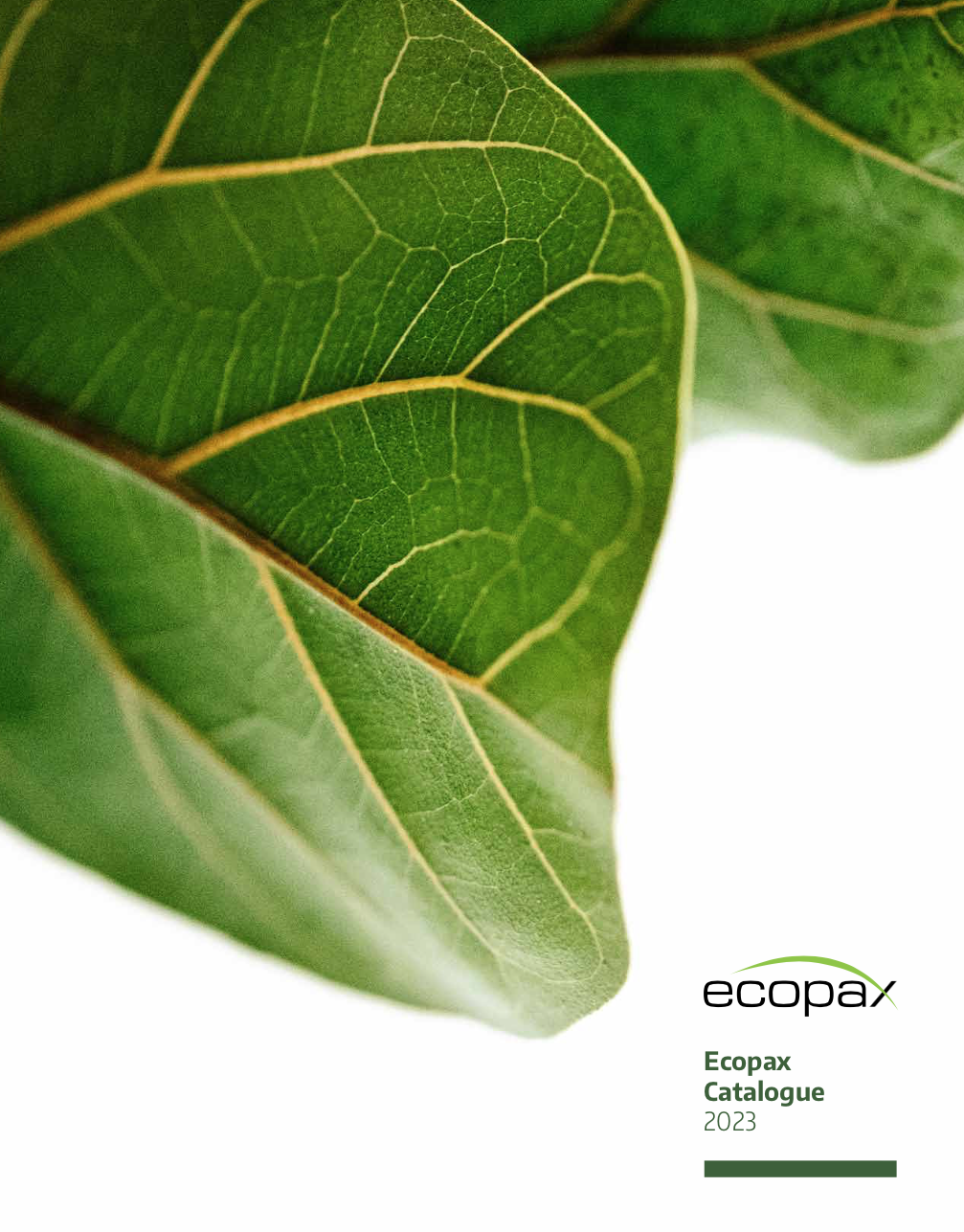 Ecopax Inc 2023 Product Ecopax Catalog Cover with Green Leaf
