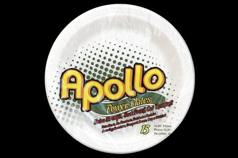 Retail pack of 15 count Apollo brand 10 inches white foam plates