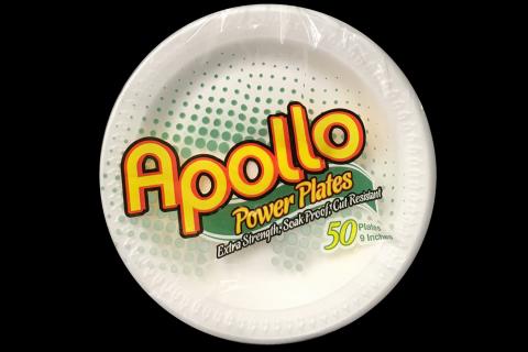 Retail pack of 50 count Apollo brand 9 inches white foam plates