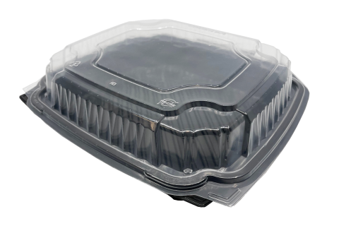 Ecopax EcoView PVS101-BK Hinged Container with Black Base and Clear Top