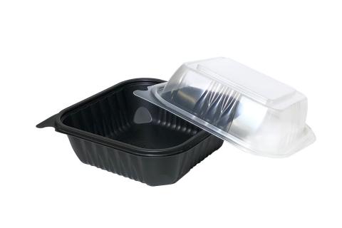 Ecopax PP 6 inche Container Tray with 1 Compartement and Clear Plastic Lid Cover