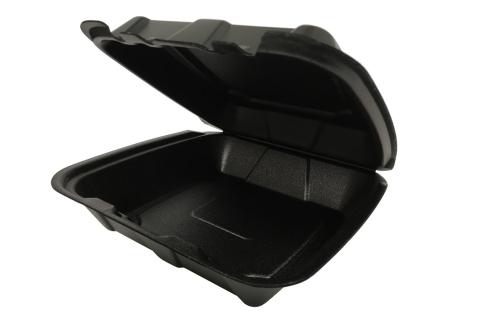 9 inches Regal brand black vented hinged foam takeout disposable container